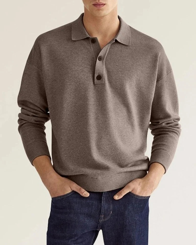 Men's Long Sleeve Polo Regular Fit Breathable Fabric