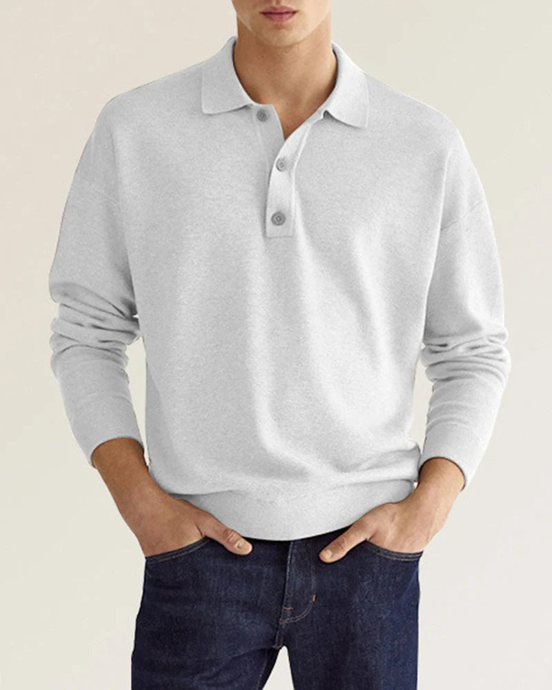 Men's Long Sleeve Polo Regular Fit Breathable Fabric