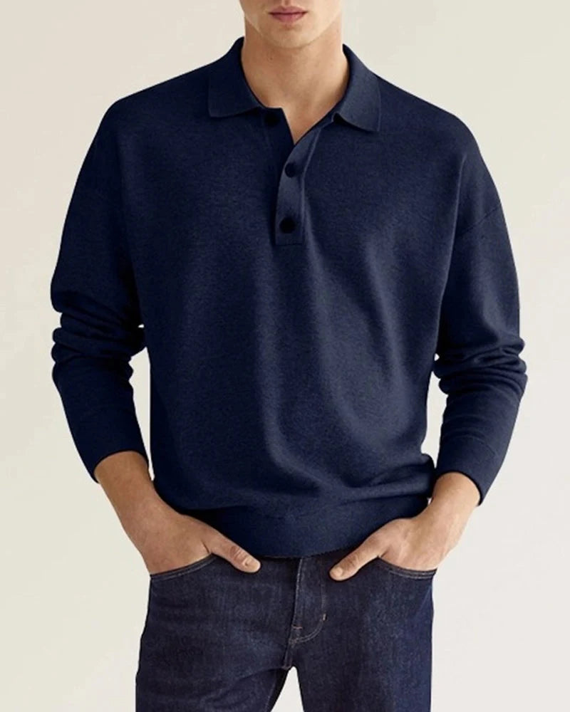 Men's Long Sleeve Polo Regular Fit Breathable Fabric