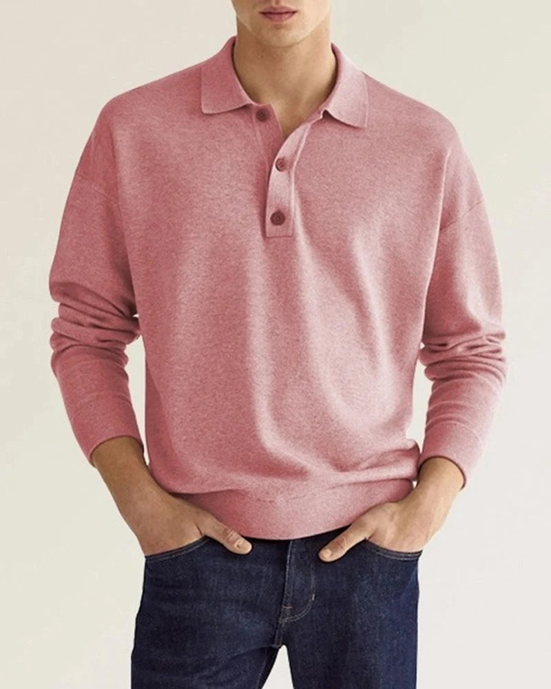 Men's Long Sleeve Polo Regular Fit Breathable Fabric