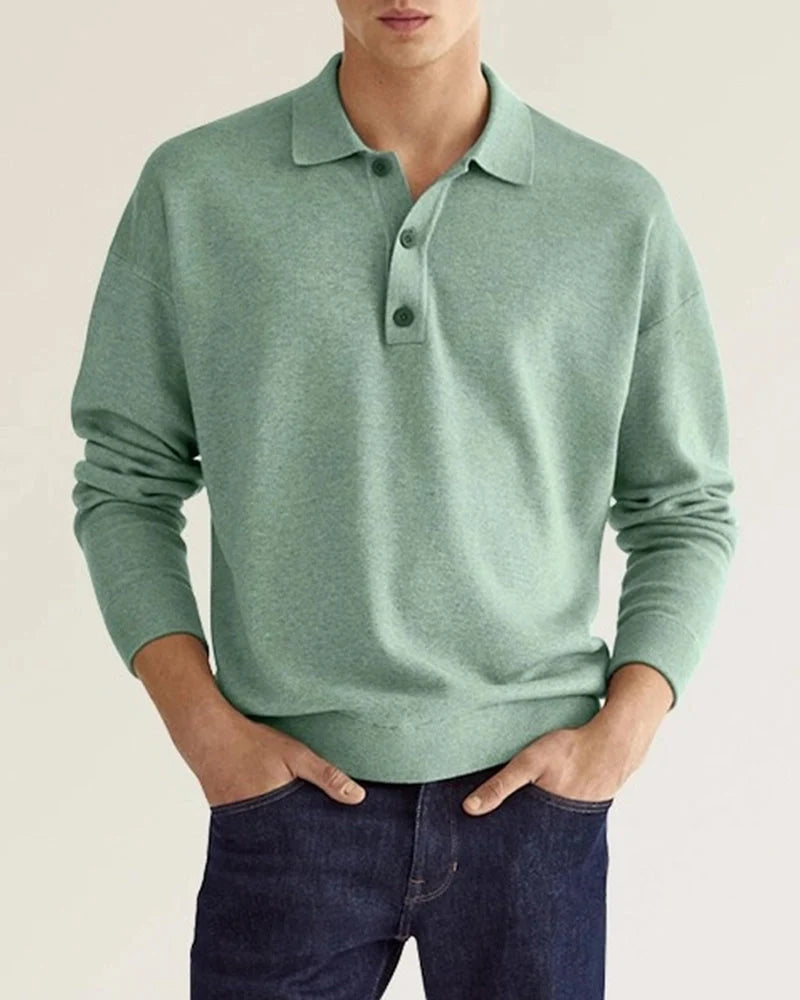 Men's Long Sleeve Polo Regular Fit Breathable Fabric