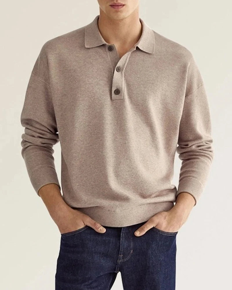 Men's Long Sleeve Polo Regular Fit Classic Collar