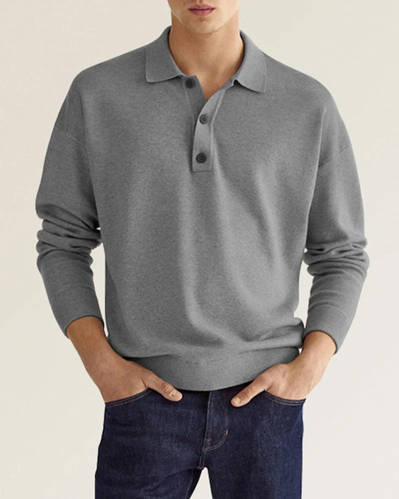 Men's Long Sleeve Polo Regular Fit Classic Collar