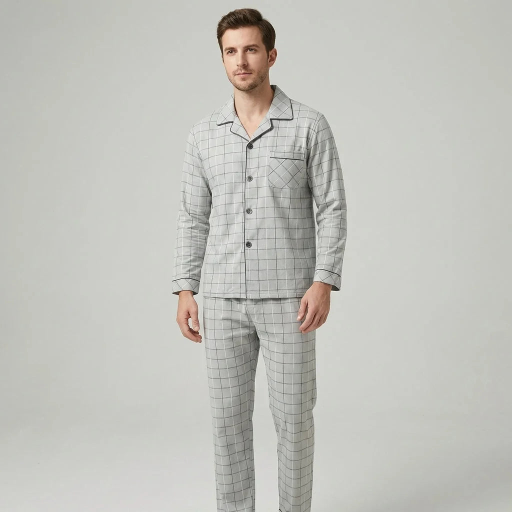Men's Pajama Set Button-Up Soft & Breathable
