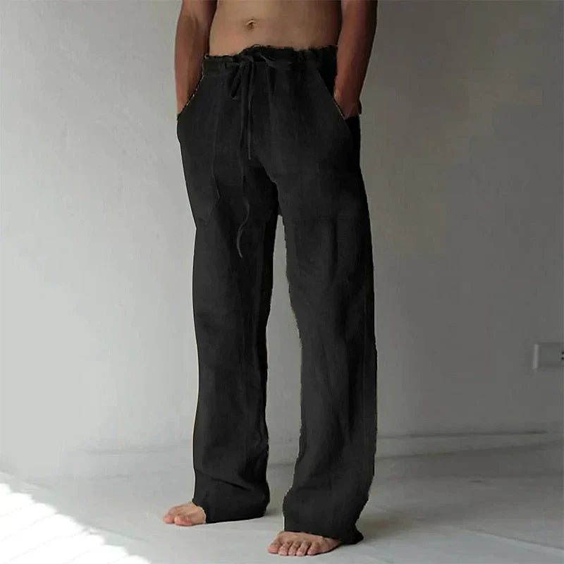 Men's Pants Breathable Cotton Linen Straight Fit