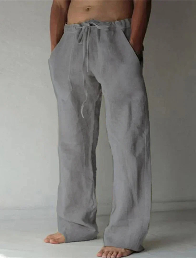Men's Pants Breathable Cotton Linen Straight Fit