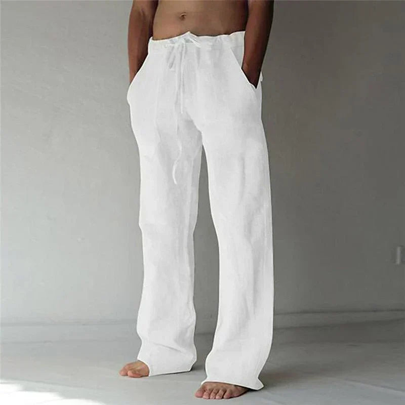 Men's Pants Breathable Cotton-Linen Straight Leg
