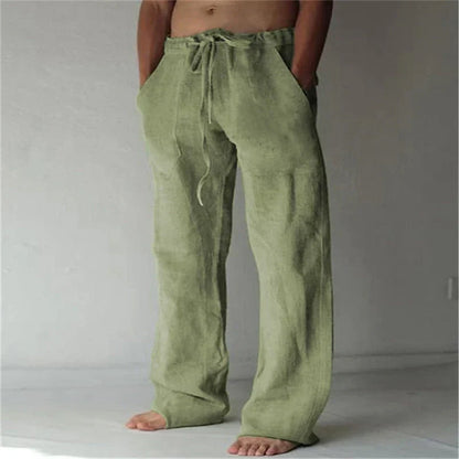 Men's Pants Breathable Cotton-Linen Straight Leg