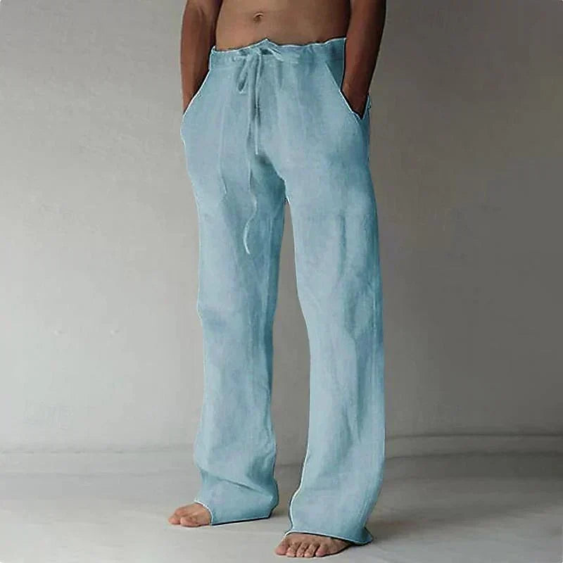 Men's Pants Breathable Cotton-Linen Straight Leg