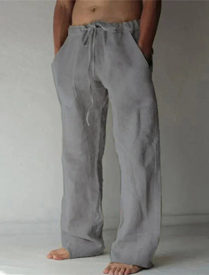 Men's Pants Breathable Cotton-Linen Straight Leg