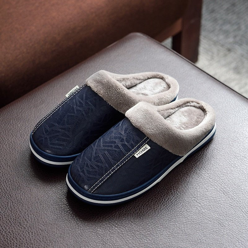 Men’s Slippers Plush Lined Cushioned EVA Sole Slip-On Design