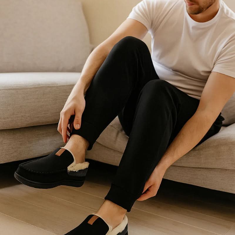Men’s Slippers Synthetic Wool Loafer Style Machine Washable