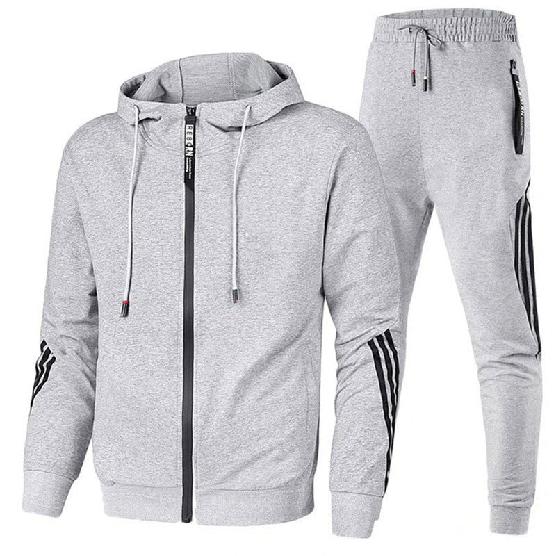 Men's Tracksuit Hooded Breathable Polyester-Cotton Zip Pockets