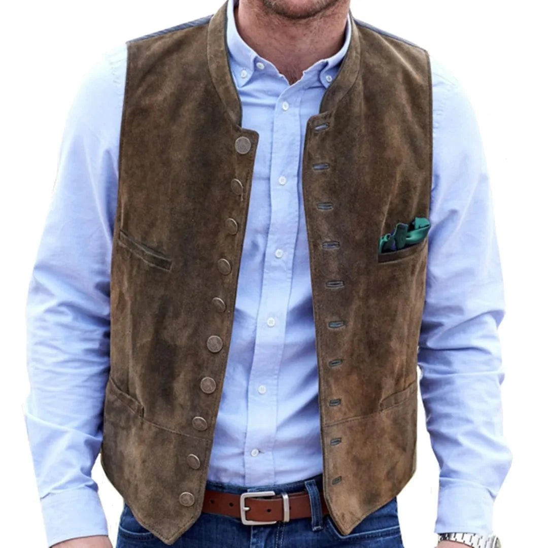 Men's Vest Deer Velvet Tailored Fit Ten Buttons