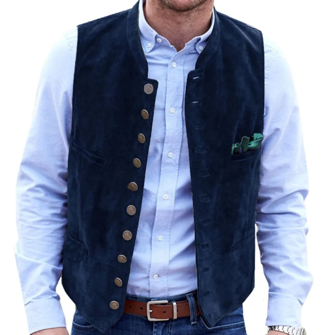 Men's Vest Deer Velvet Tailored Fit Ten Buttons