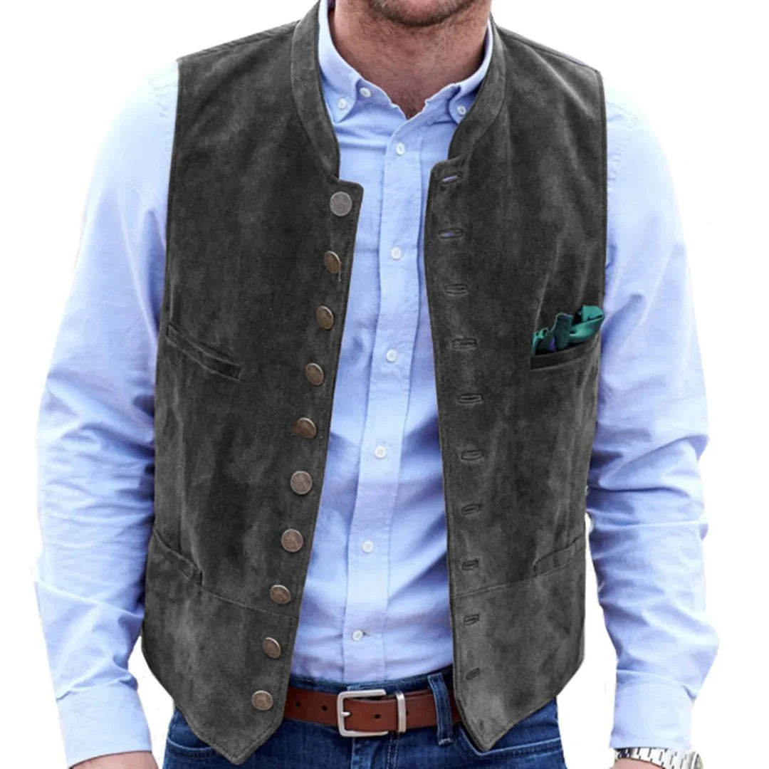 Men's Vest Deer Velvet Tailored Fit Ten Buttons