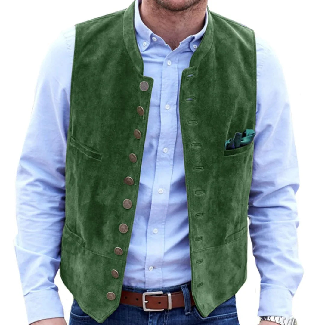 Men's Vest Deer Velvet Tailored Fit Ten Buttons