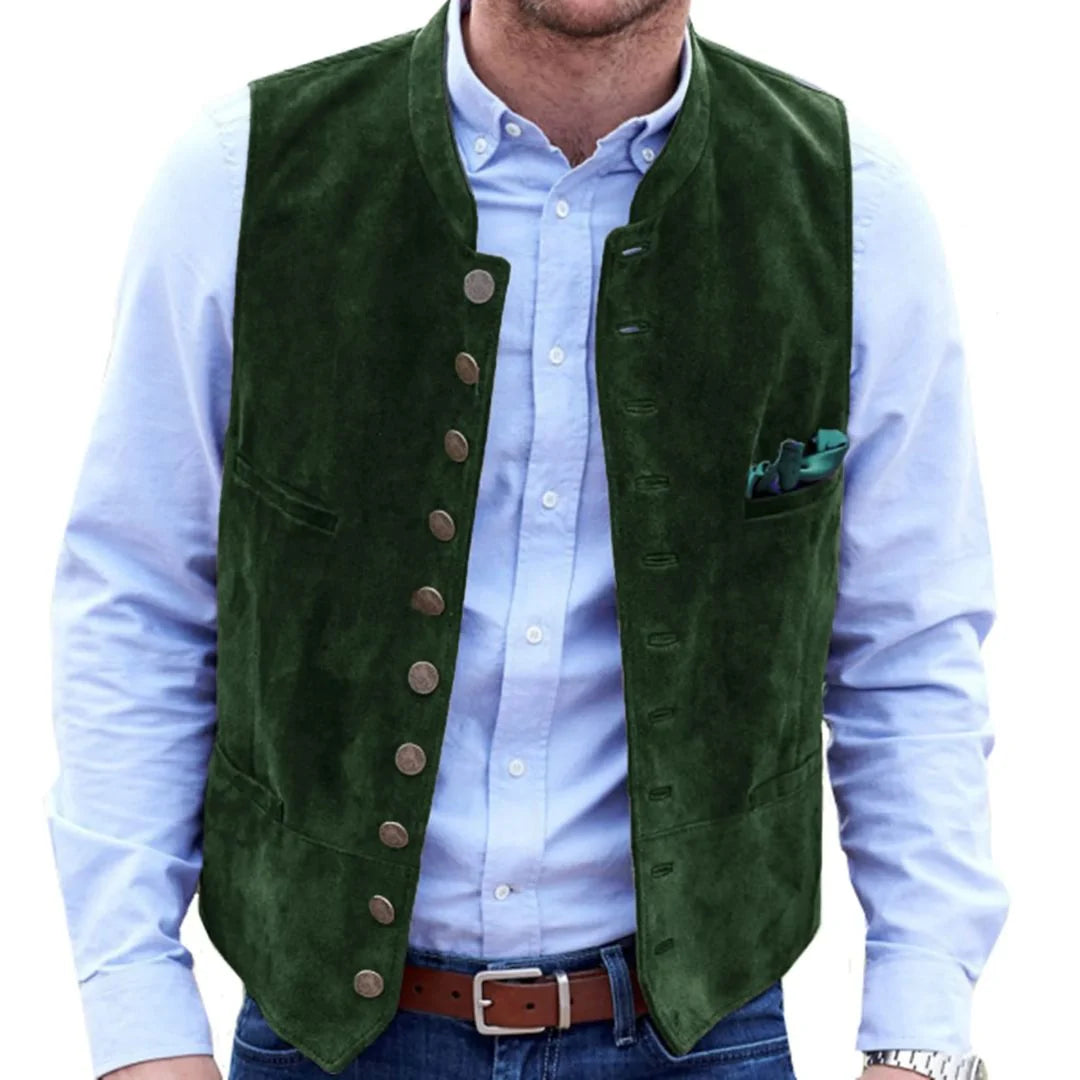 Men's Vest Deer Velvet Tailored Fit Ten Buttons