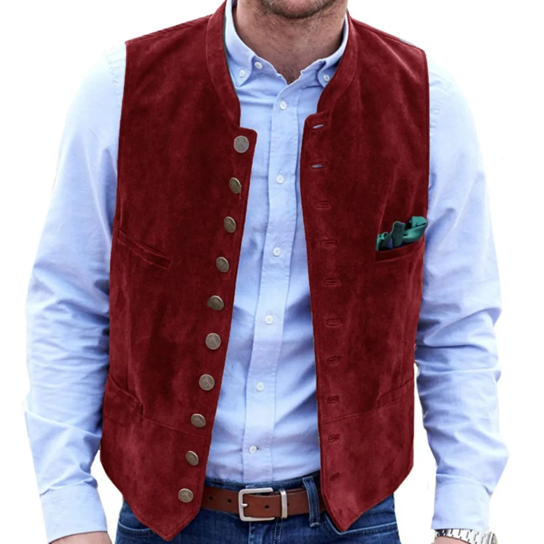 Men's Vest Deer Velvet Tailored Fit Ten Buttons