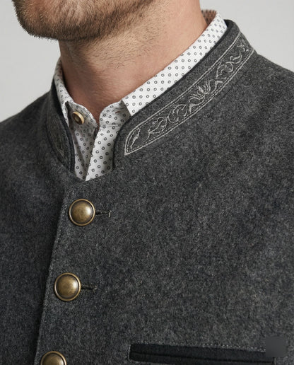 Men's Vest Herringbone Stand-Up Collar Slim Tailored Fit