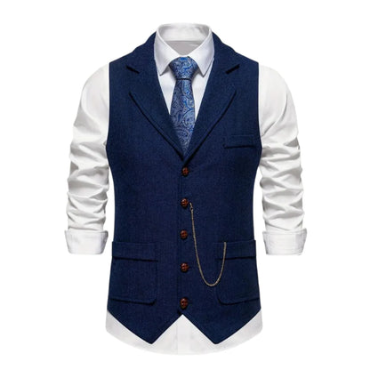 Men's Vest Tailored Fitted Lapels & Chain Detail