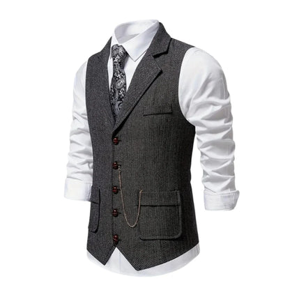 Men's Vest Tailored Fitted Lapels & Chain Detail