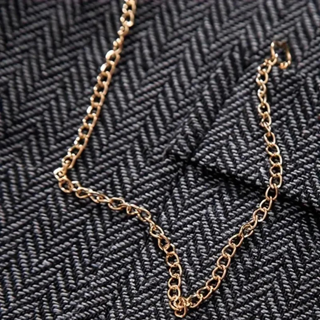 Men's Vest Tailored Fitted Lapels & Chain Detail