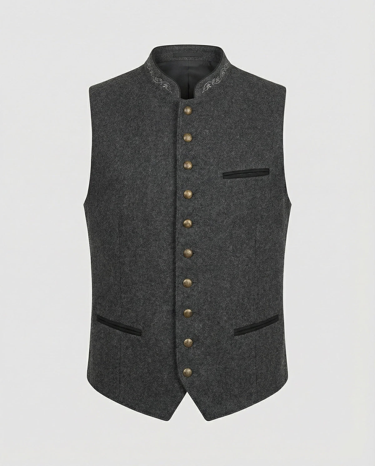 Men's Waistcoat Herringbone Tailored Fit Standing Collar