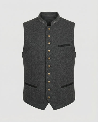 Men's Waistcoat Herringbone Tailored Fit Standing Collar