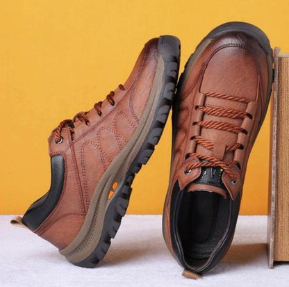 Men's Walking Shoes Hand-Stitched Cowhide Ergonomic Support & Non-Slip Sole