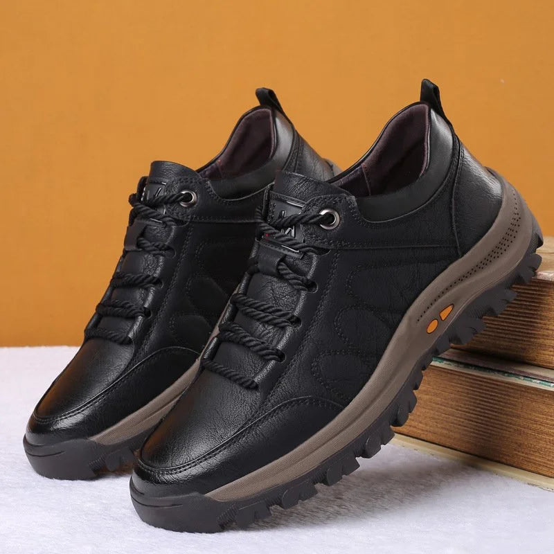 Men's Walking Shoes Hand-Stitched Cowhide Ergonomic Support & Non-Slip Sole
