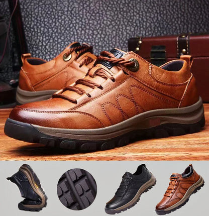 Men's Walking Shoes Hand-Stitched Cowhide Ergonomic Support & Non-Slip Sole