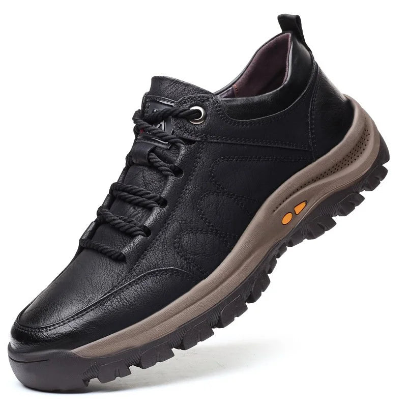 Men's Walking Shoes Hand-Stitched Cowhide Ergonomic Support & Non-Slip Sole