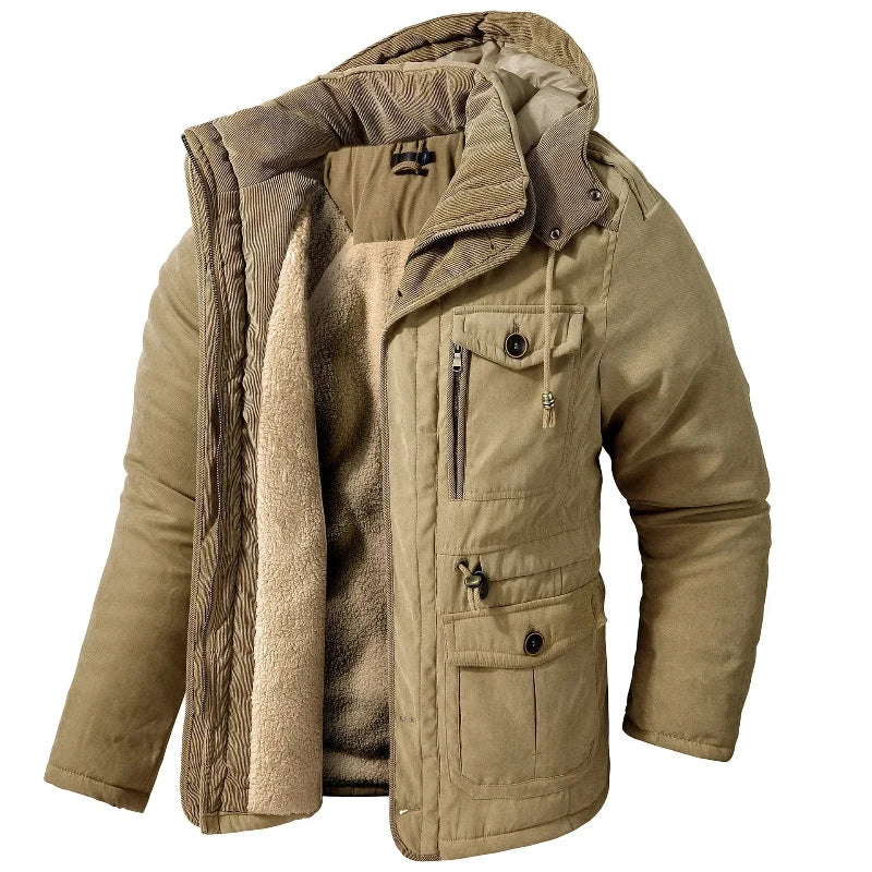 Men's Winter Jacket Waterproof Cotton Shell & Thermal Fleece Lining