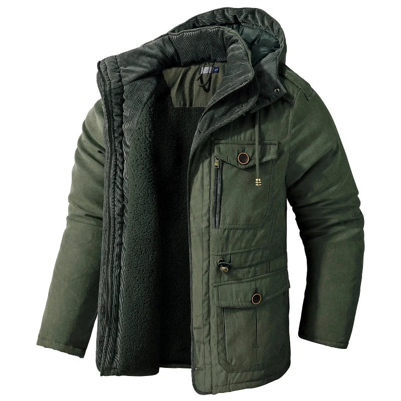 Men's Winter Jacket Waterproof Cotton Shell & Thermal Fleece Lining
