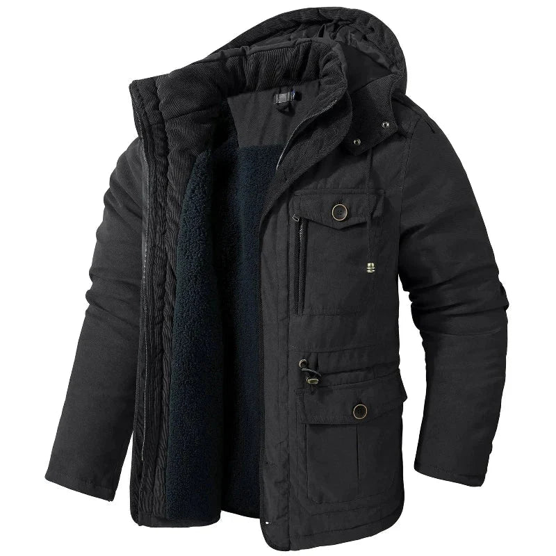 Men's Winter Jacket Waterproof Cotton Shell & Thermal Fleece Lining