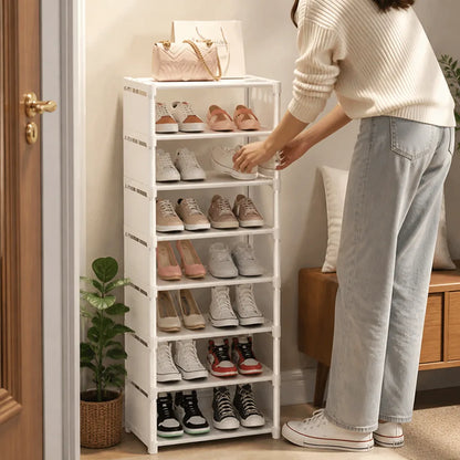 Metal Frame Shoe Rack With Fabric Shelves (Tool-Free Assembly)