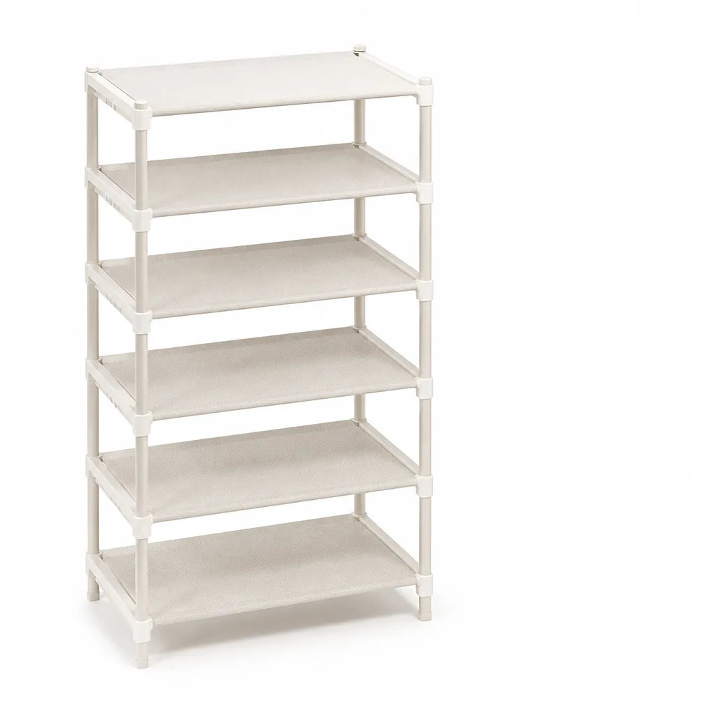 Metal Frame Shoe Rack With Fabric Shelves (Tool-Free Assembly)