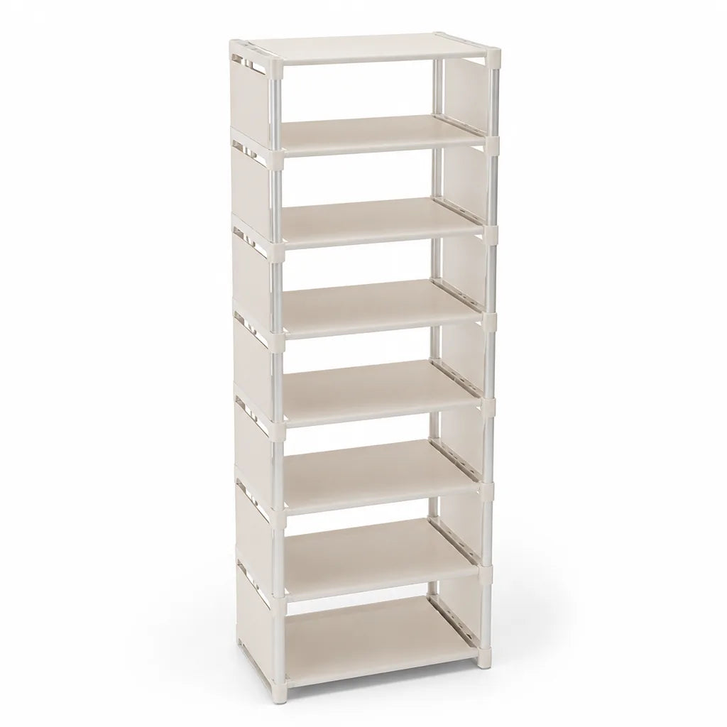 Metal Frame Shoe Rack With Fabric Shelves (Tool-Free Assembly)