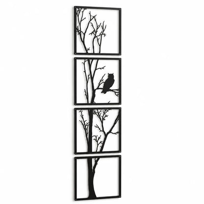 Metal Tree And Owl Silhouette Wall Art (135 cm)