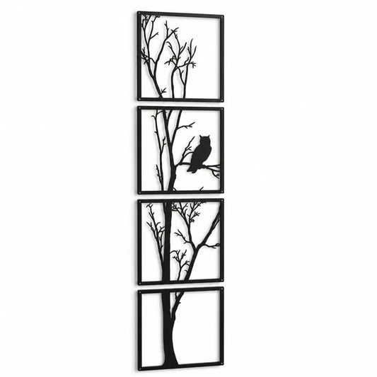 Metal Tree And Owl Silhouette Wall Art (135 cm)