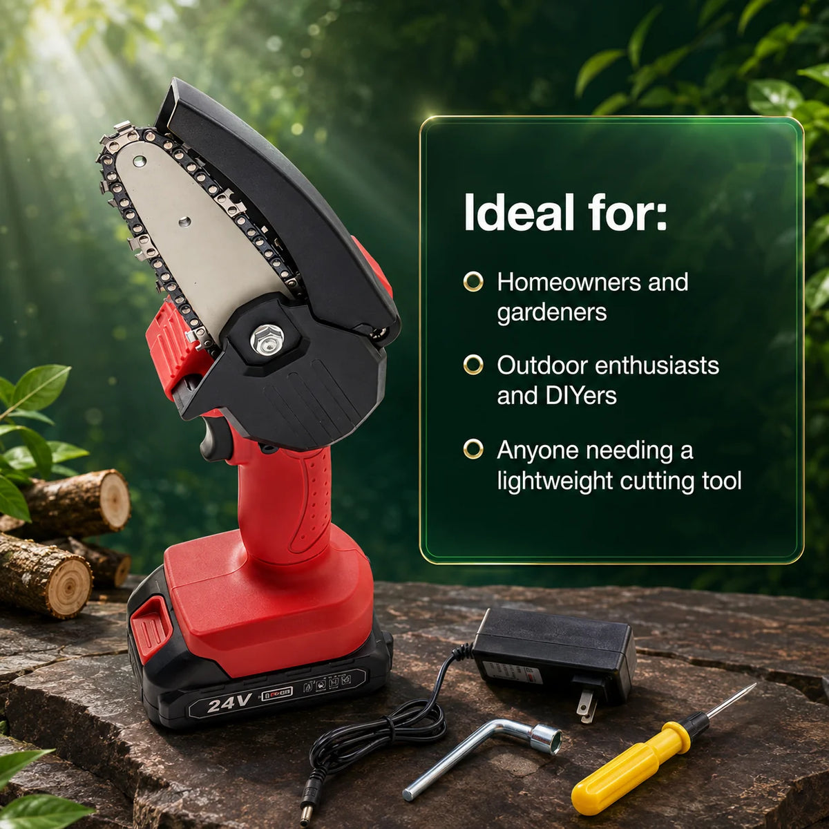 Mini Chainsaw Cordless One-Handed 4.3 Inch