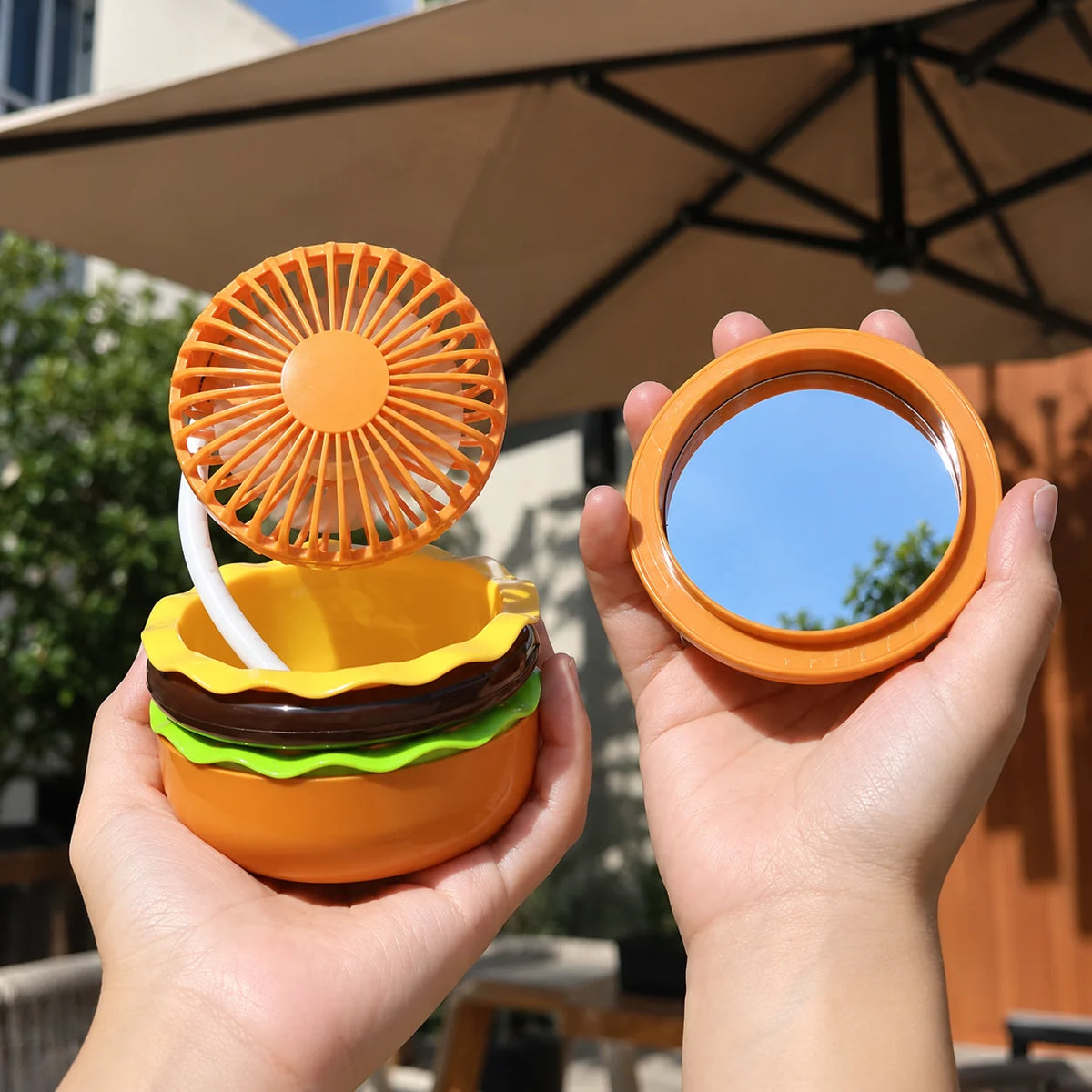 Mini Desk Fan Burger-Shaped USB Rechargeable