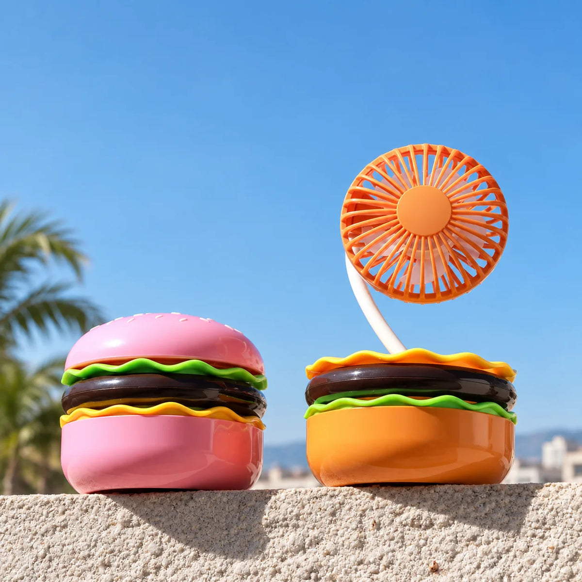 Mini Desk Fan Burger-Shaped USB Rechargeable
