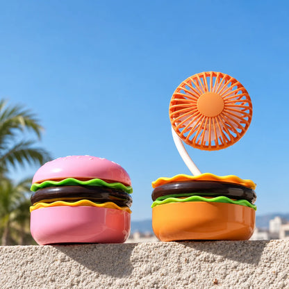 Mini Desk Fan Burger-Shaped USB Rechargeable