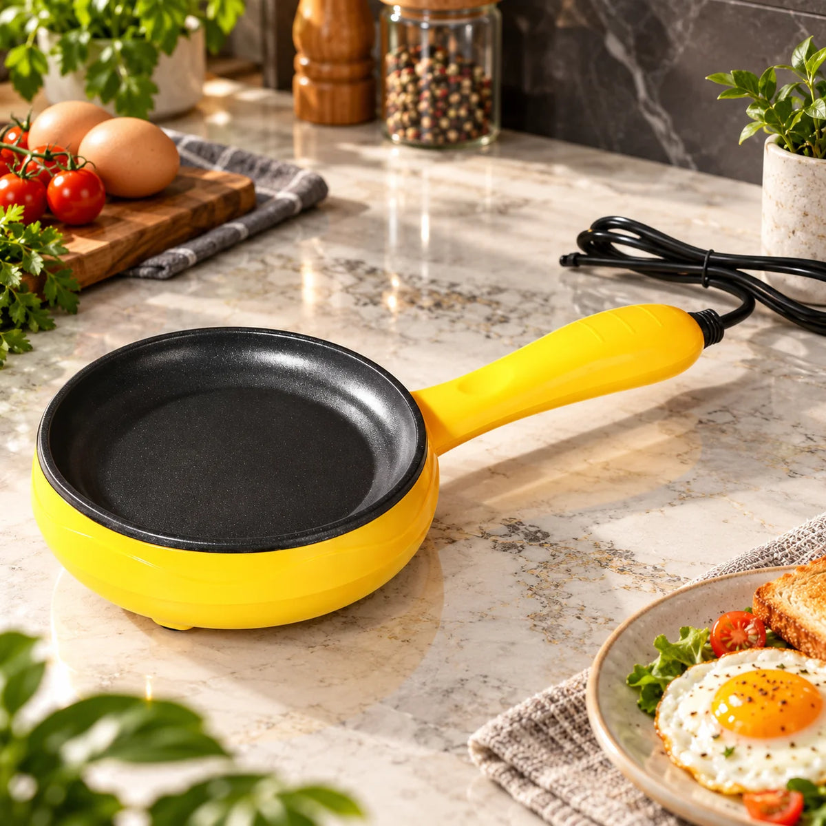 Mini Electric Frying Pan Non-Stick Auto Shut-Off