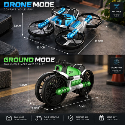 Mini Foldable Drone 2-in-1 Fly & Drive Built-In Camera