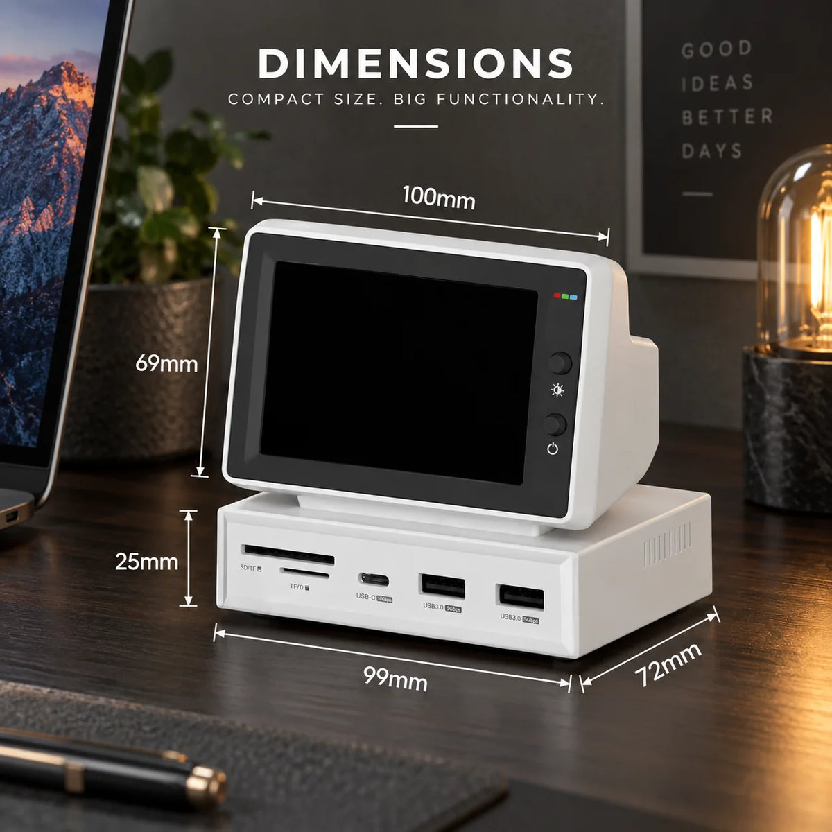 Mini Monitor 3.5-Inch IPS USB-C Hub