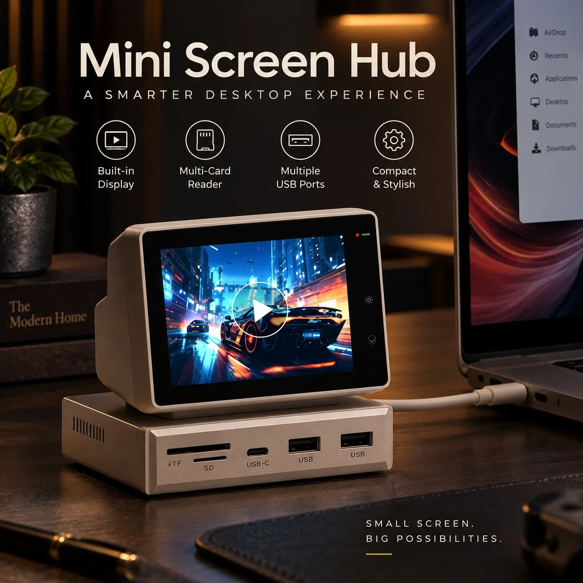 Mini Monitor 3.5-Inch IPS USB-C Hub