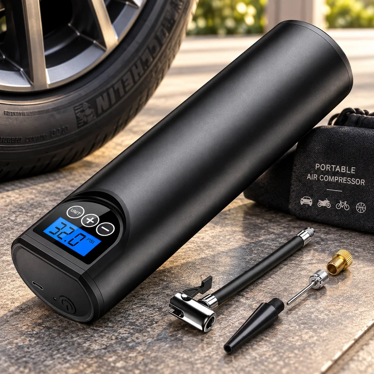 Mini Tire Inflator Rechargeable Auto Shutoff 150 PSI
